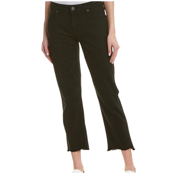 Parker Smith Black Cotton Blend Raw Hem Shark Bite Straight Jeans Size 25 - Picture 1 of 8